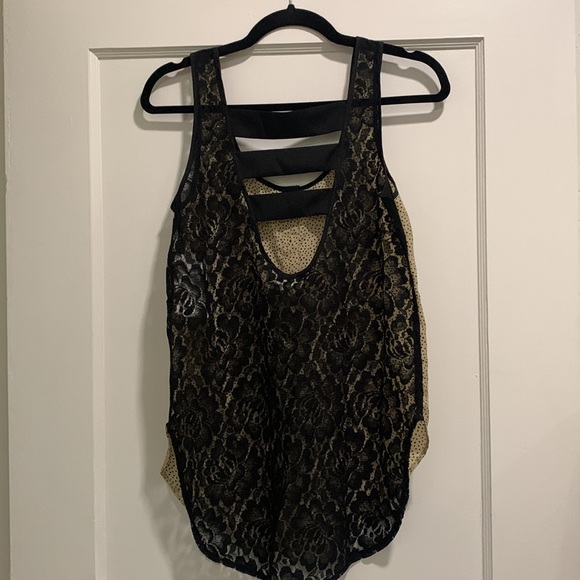 Love Squared tank size small. Button front with small hearts, lace back. - Picture 2 of 4